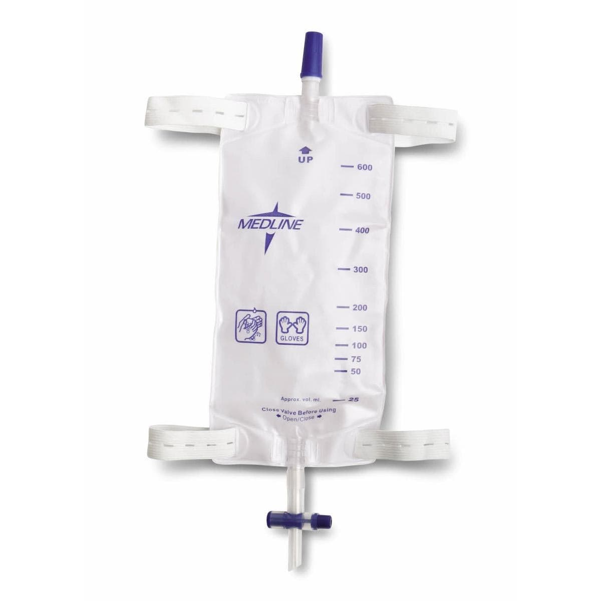 Medline Leg Bags with Slide-Tap Drainage Port, 20 oz./600 mL - Each - Image 1