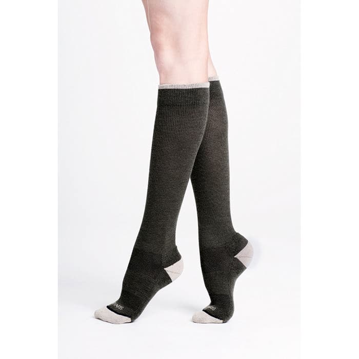 Sigvaris Unisex Motion Thermoregulating Wool Calf-High Compression Socks, 20-30mmHg Small-Long, Olive - Pair - Image 1