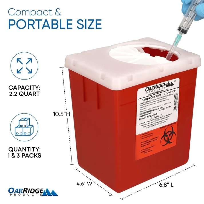 Oakridge Sharps Container, 2.2 Quart - Case of 60 - Image 6
