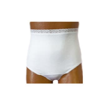Options Ladies' Basic Brief with Built-in Ostomy Barrier Support, Left, Medium, White - Image 1