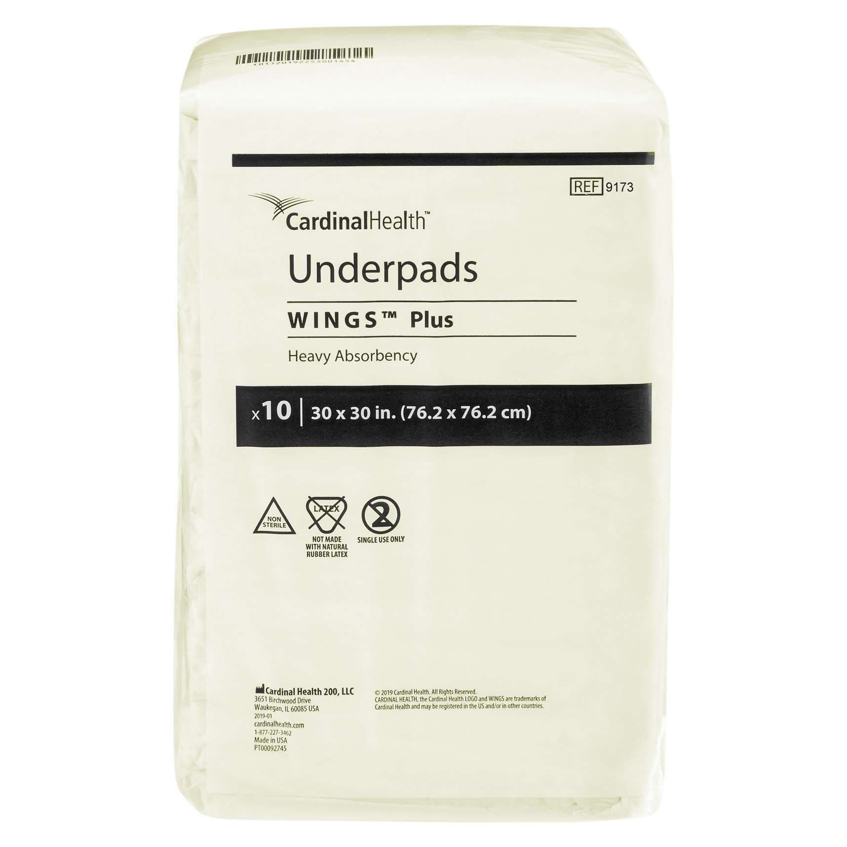 Cardinal Wings Plus Heavy Absorbency Underpad, 30 x 30 Inch, Beige - Case of 80 - Image 1