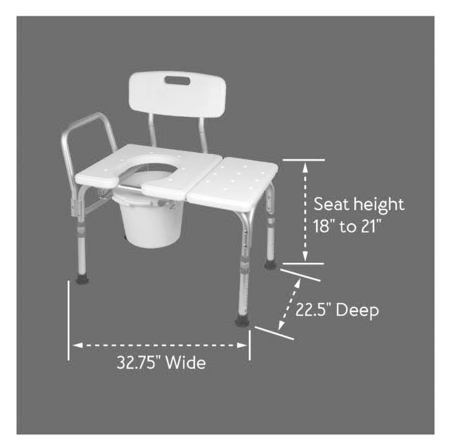 Carex Bathtub Transfer Bench with Commode Opening and Bucket - Image 4