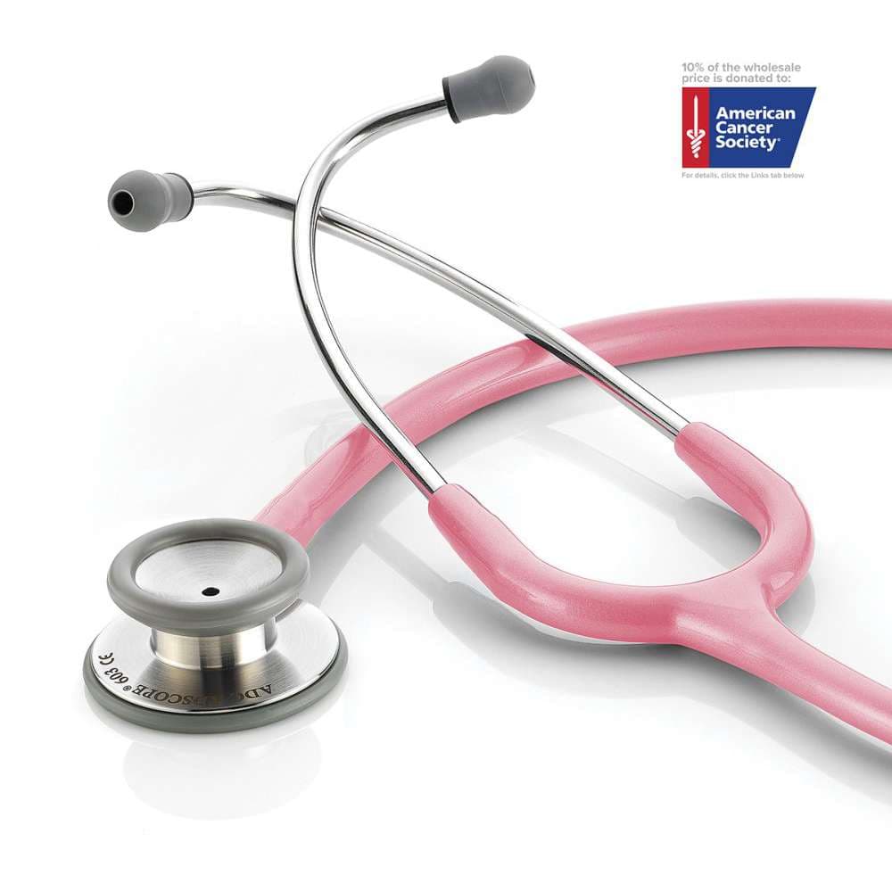 ADC Adscope Clinician Stethoscope, Breast Cancer Awareness Metallic Pink - Image 1