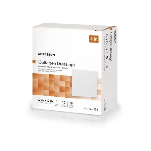 McKesson Collagen Dressing White Square Sterile, 4 x 4 Inch - Box of 10 - Image 1
