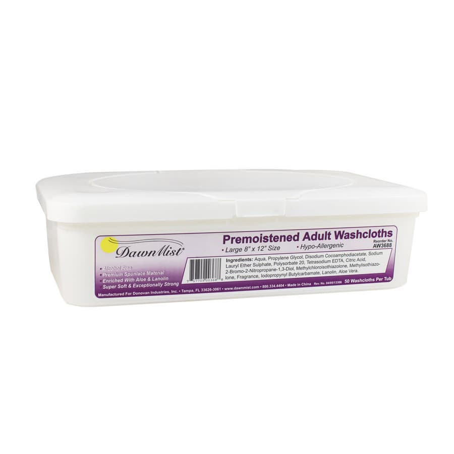 DawnMist Incontinence Pre-Moistened Washcloths, Tub - Case of 600 - Image 1