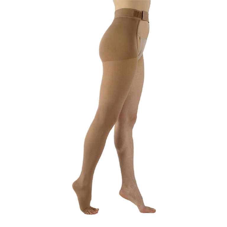 Sigvaris Opaque Thigh-High Open Toe Waist Attachment, Crispa, 20-30 mmHg, Medium-Short, Left - Each - Image 1