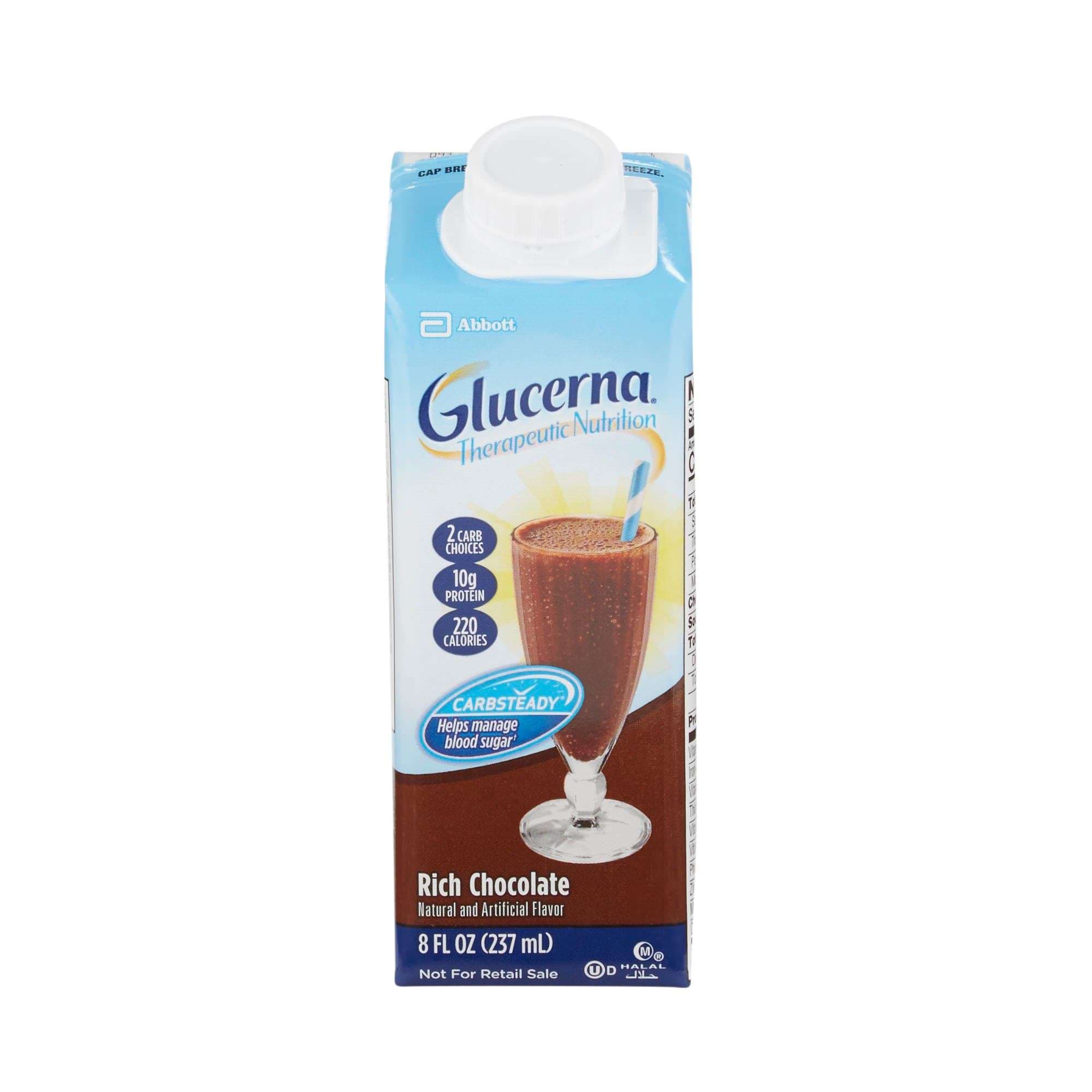 Glucerna Therapeutic Nutrition Shake, Chocolate, 8 oz - Case of 24 - Image 1