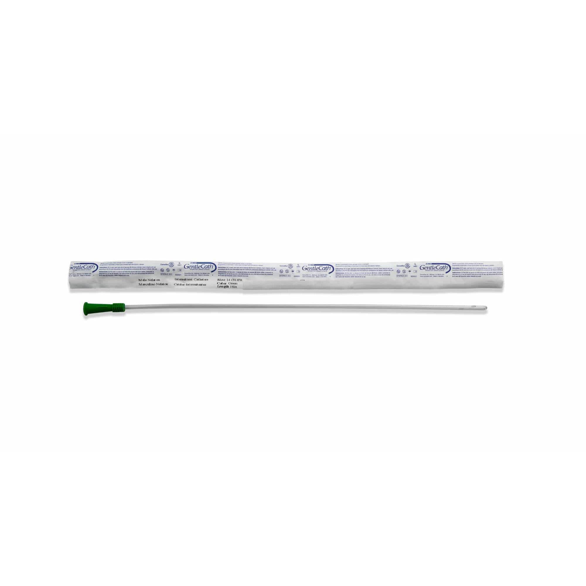 GentleCath Uncoated PVC Intermittent Catheter for Male, 14 Fr, 16" - Box of 100 - Image 1