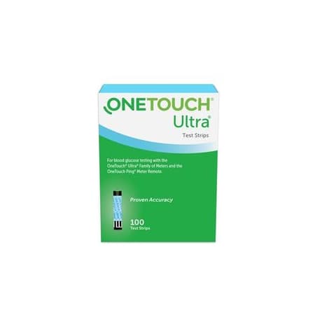OneTouch Ultra Blue Blood Glucose Test Strip with DoubleSure Technology - Case of 100 - Image 1