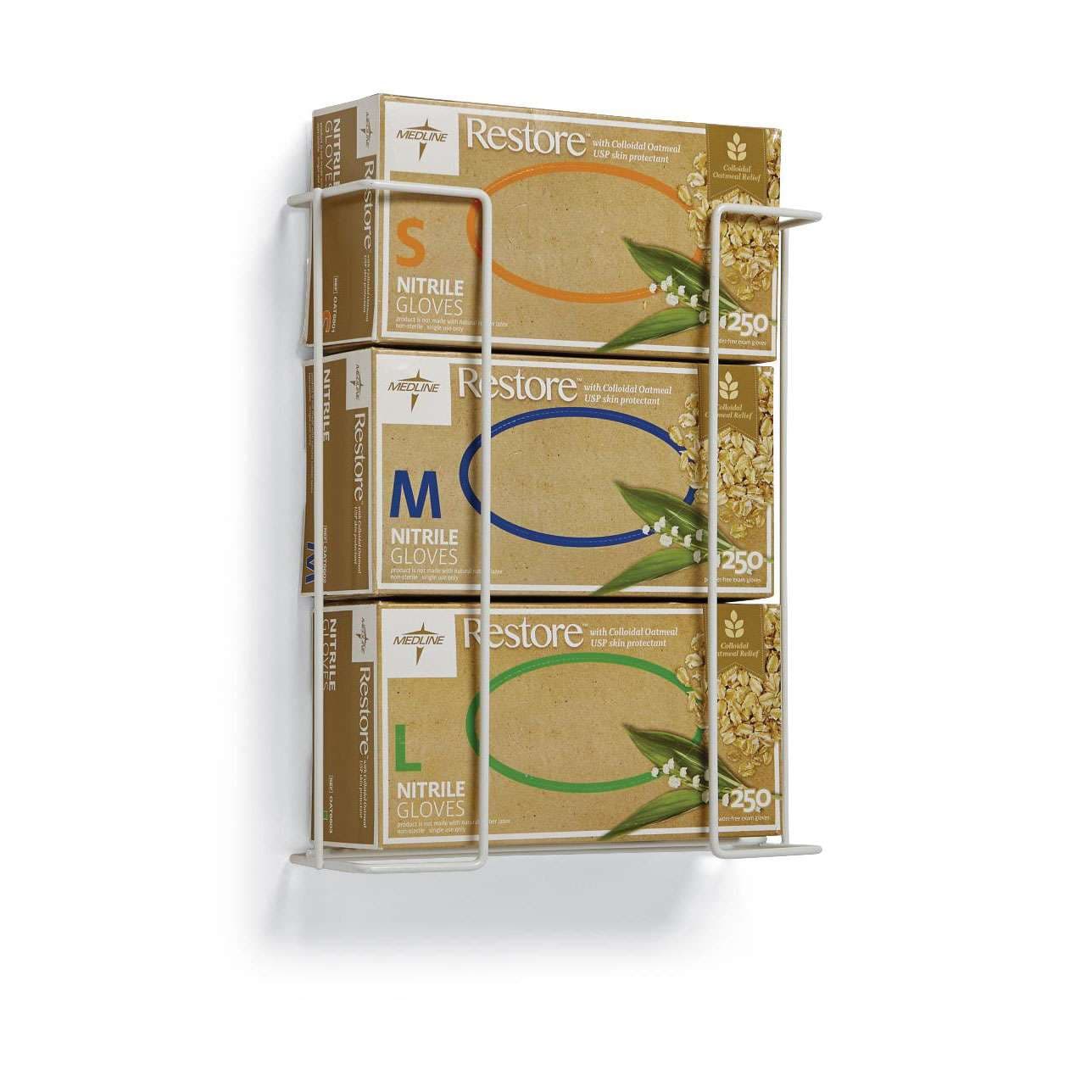 Medline Horizontal-Mount Wire Glove Box Holder, Triple - Case of 10 - Image 1