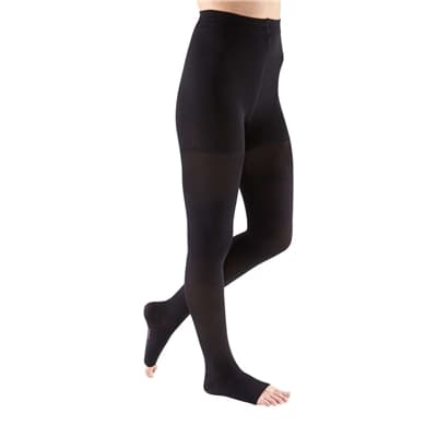 Mediven Comfort Compression Pantyhose 15-20mmHg Petite, Open Toe, Ebony, Size II - Pair - Image 1
