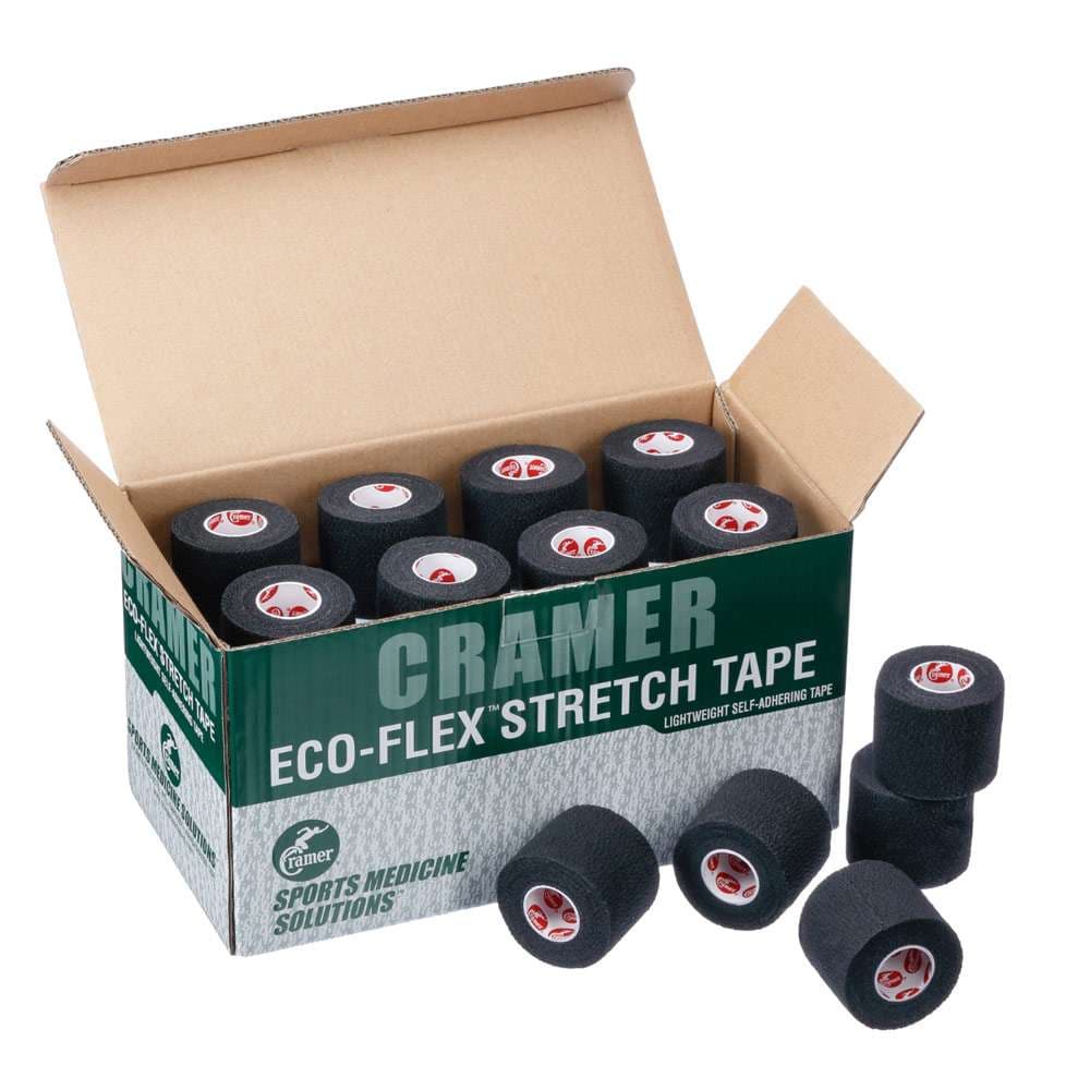 Cramer Eco-Flex Cohesive Stretch Tape Rolls, 2" x 6 yards, Black - Box of 24 - Image 1