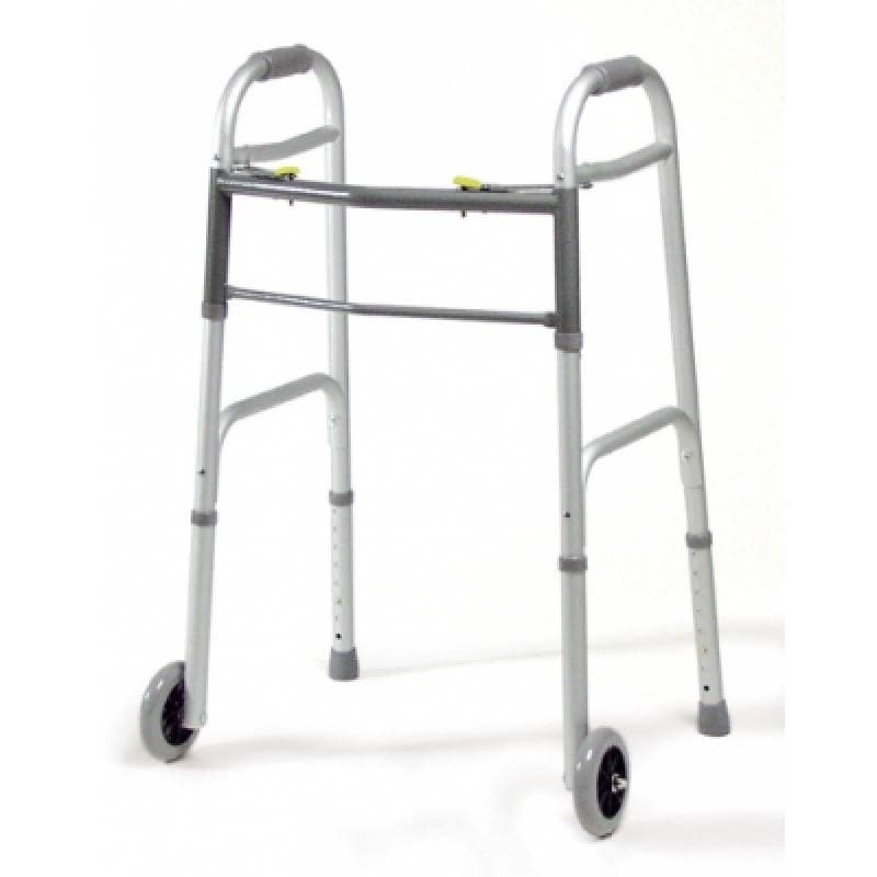 Lumex Dual-Release Folding Walker, Adult, with Wheels - Case of 4 - Image 1