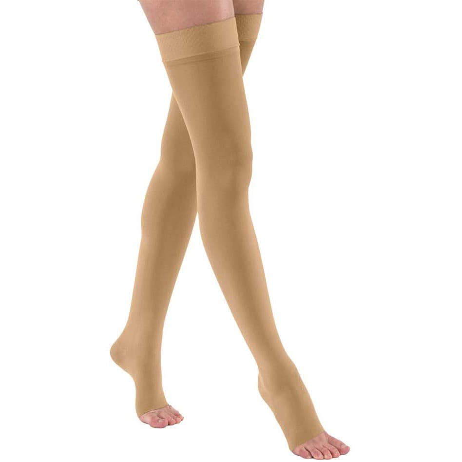 Jobst Opaque Dot Band Compression Stockings, Open Toe, 15-20mmHg, X-Large, Honey - Pair - Image 1