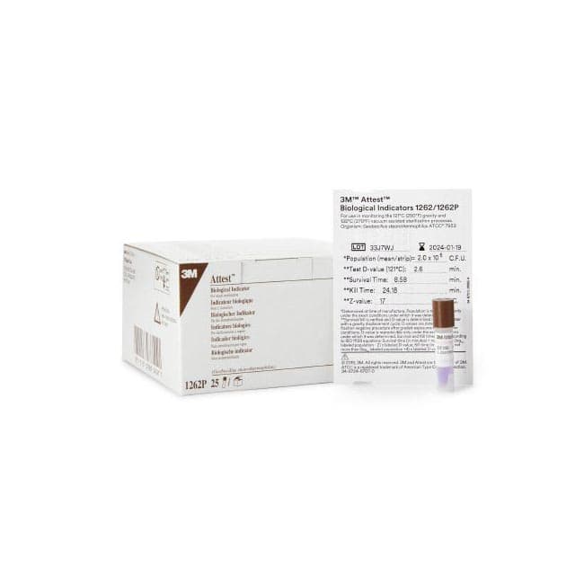 Attest Sterilization Biological Indicator Vial with Brown Cap , Class 1 - Box of 25 - Image 1