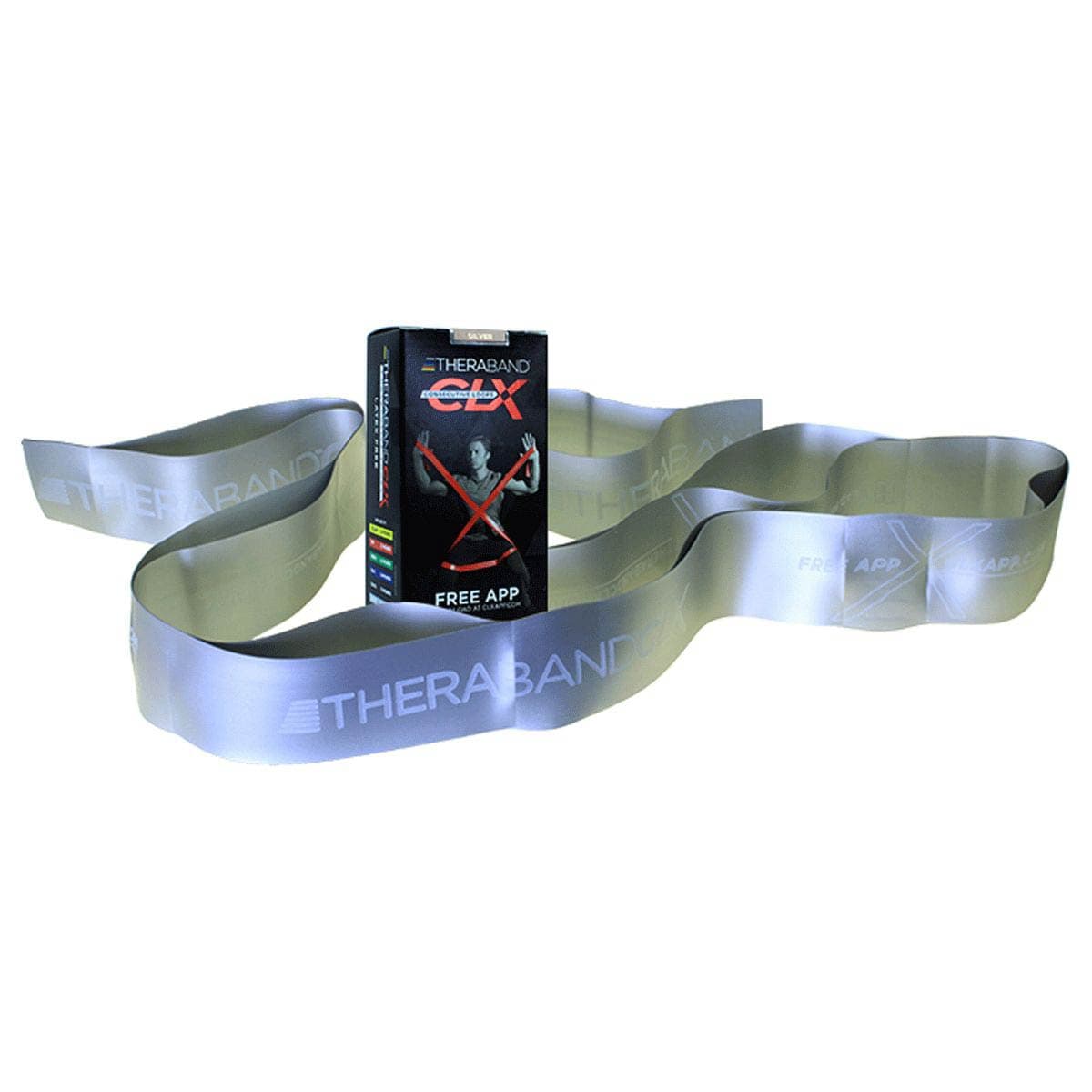 TheraBand CLX Resistance Band with Loops, 5 ft. Individual, Super Heavy Silver - Box of 24 - Image 1