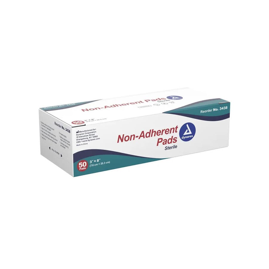 Dynarex Non-Adherent Pad, 3 x 8 Inch - Box of 50 - Image 1