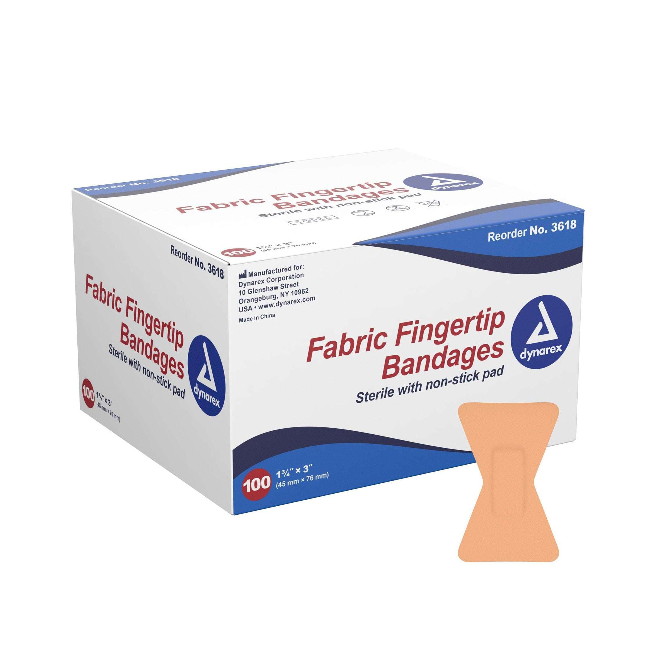 Dynarex Flexible Fabric Bandage, Fingertip, 1-3/4 x 3 Inch - Case of 2400 - Image 1