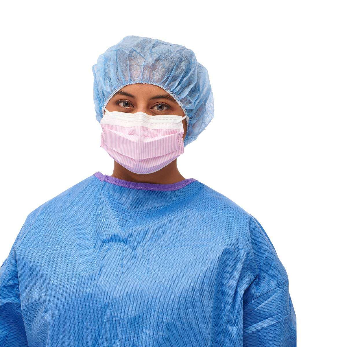 Medline ASTM Level 3 Procedure Masks, Pink Strip - Box of 50 - Image 1