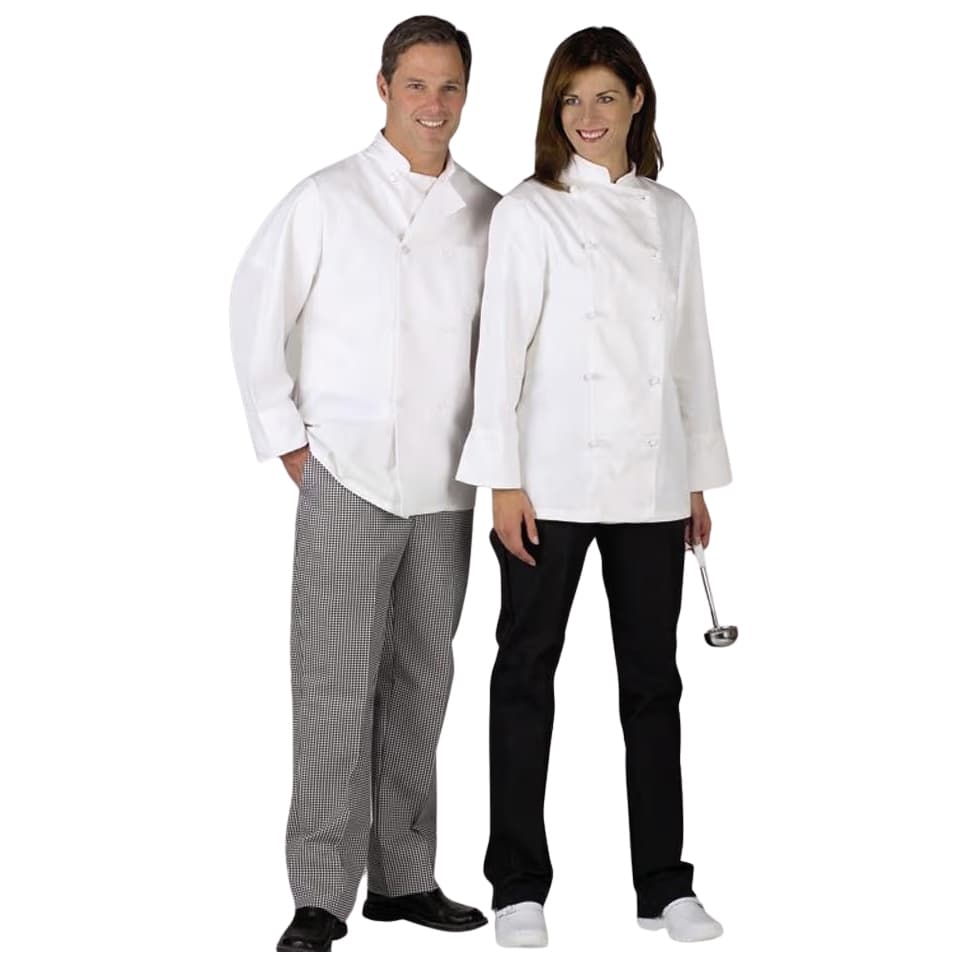 Medline Unisex Long-Sleeved Chef Coat with Plastic Buttons - Image 1