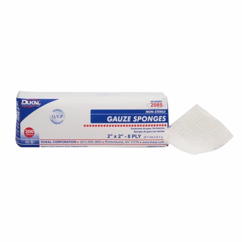 Dukal Cotton Gauze Sponge, 8 Ply, Non Sterile, 2 x 2 Inch - Case of 5000 - Image 1