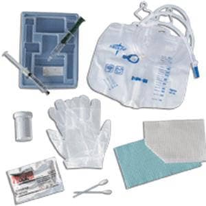 Medline 2-Layer Silicone-Elastomer Latex Foley Catheter Trays, Anti-Reflux Tower, 18 Fr - Each - Image 1