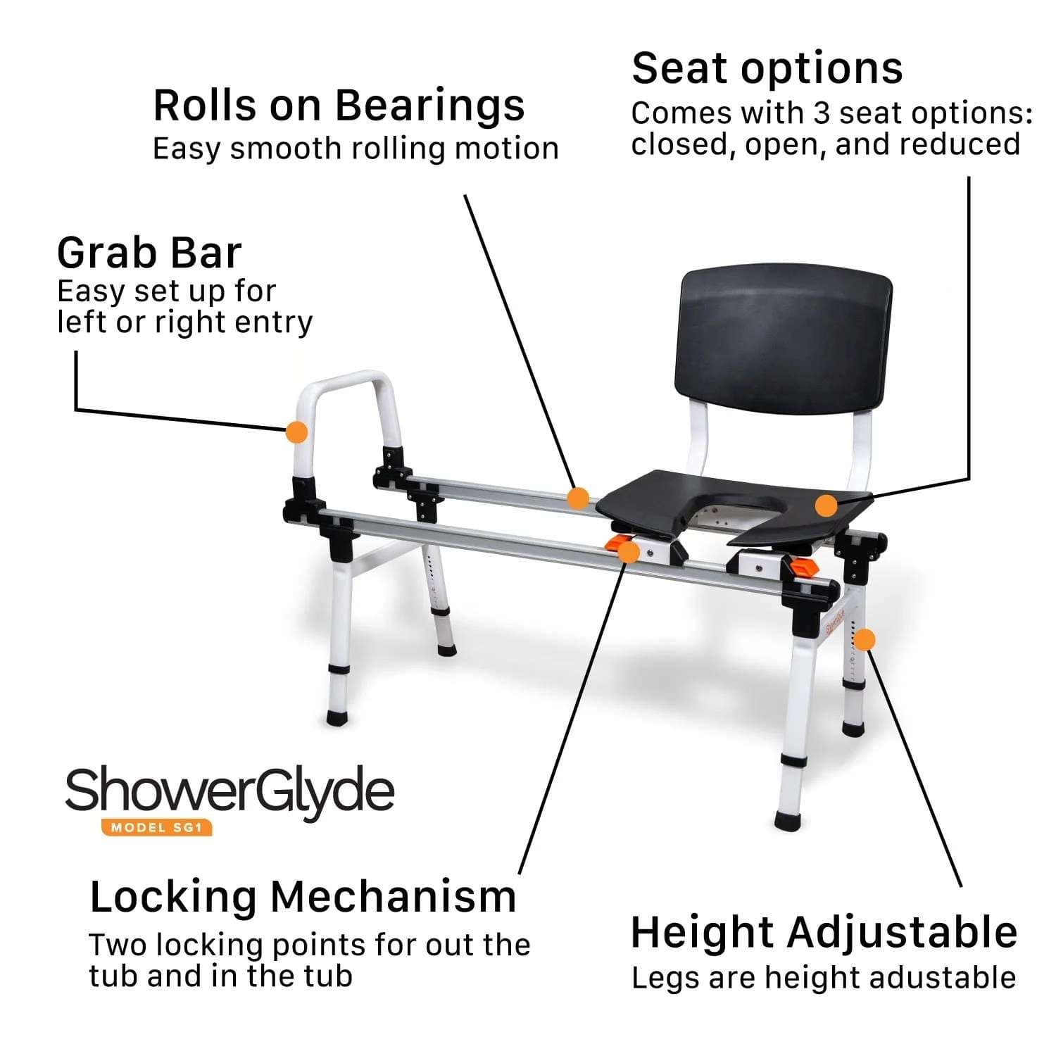 ShowerBuddy ShowerGlyde Sliding Transfer Bench - Image 6