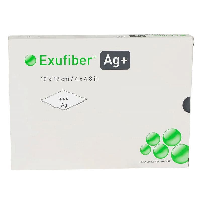 Exufiber Ag+ Antimicrobial Gelling Fiber Dressing, 4 x 4.8 Inch - Box of 10 - Image 1