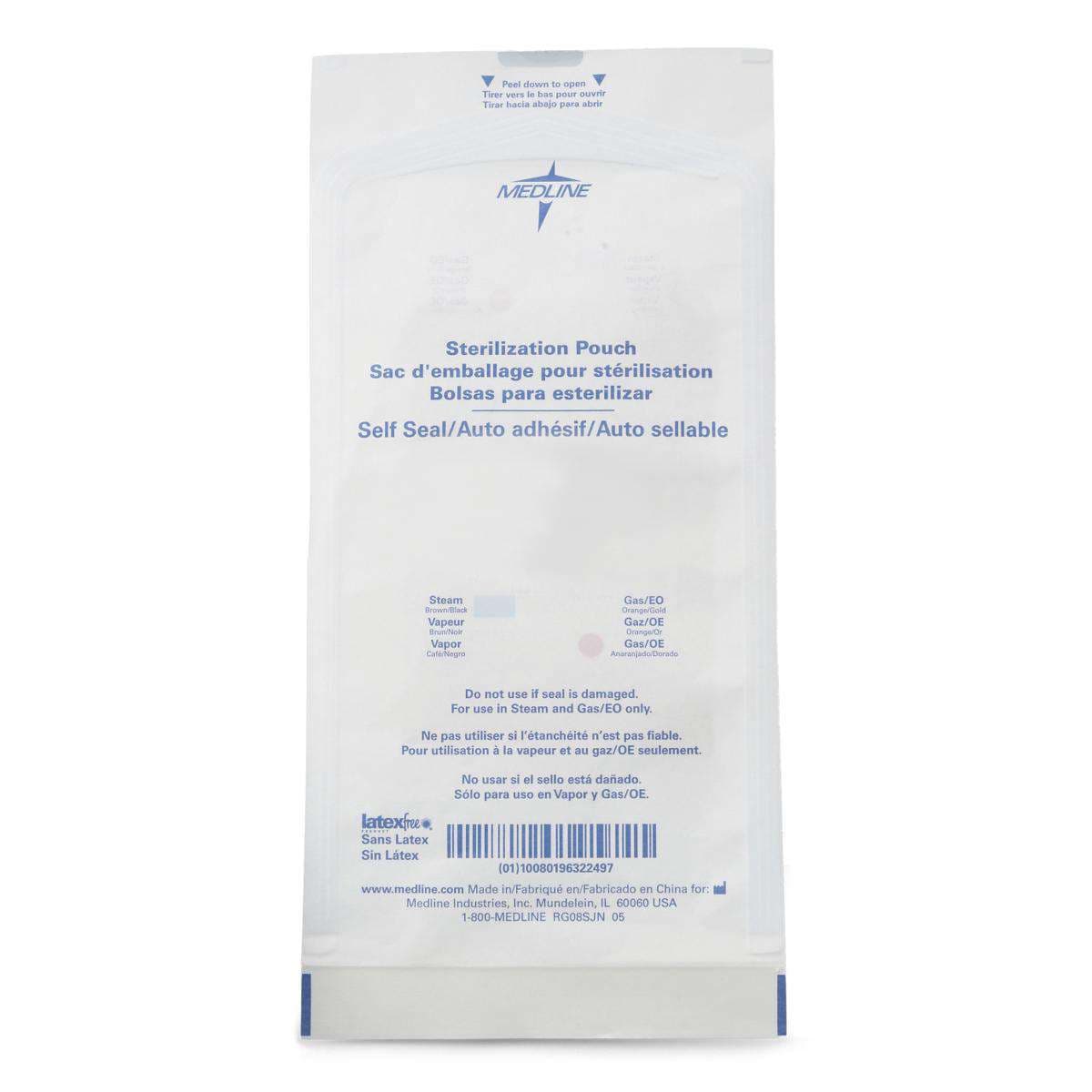 Medline Steam and Gas Self-Seal Sterilization Pouch, 7.5 x 13 Inch - Box of 200 - Image 1