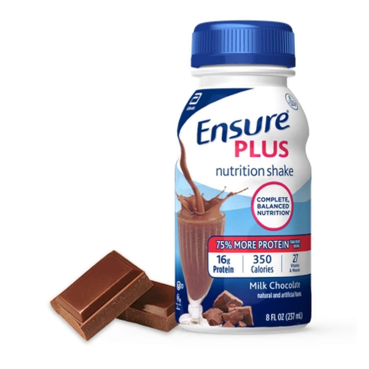 Ensure Plus Nutrition Shake, Milk Chocolate, 8 oz - Case of 24 - Image 1