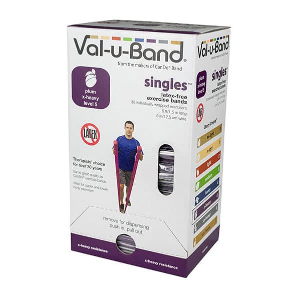 Val-U-Band Latex Free Exercise Band, 5-Foot Strip Plum (5) - Box of 30 - Image 1