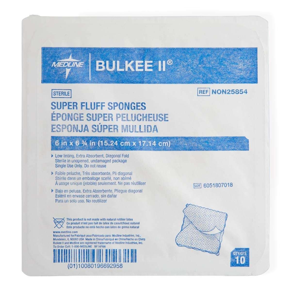 Medline Bulkee II Extra Absorbent Super Fluff Sponge, 6 x 6.75 Inch - Package of 10 - Image 1