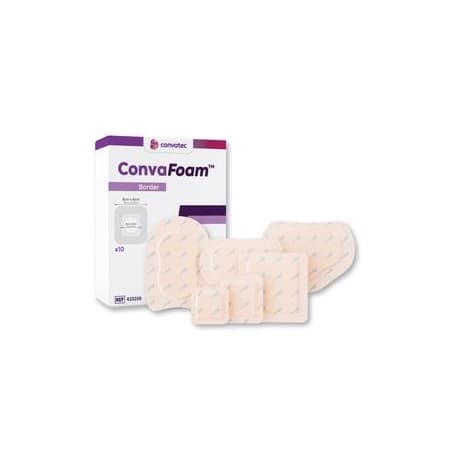 ConvaFoam Border Adhesive Silicone Hydrofiber Foam Dressing, 4" x 4" - Image 1