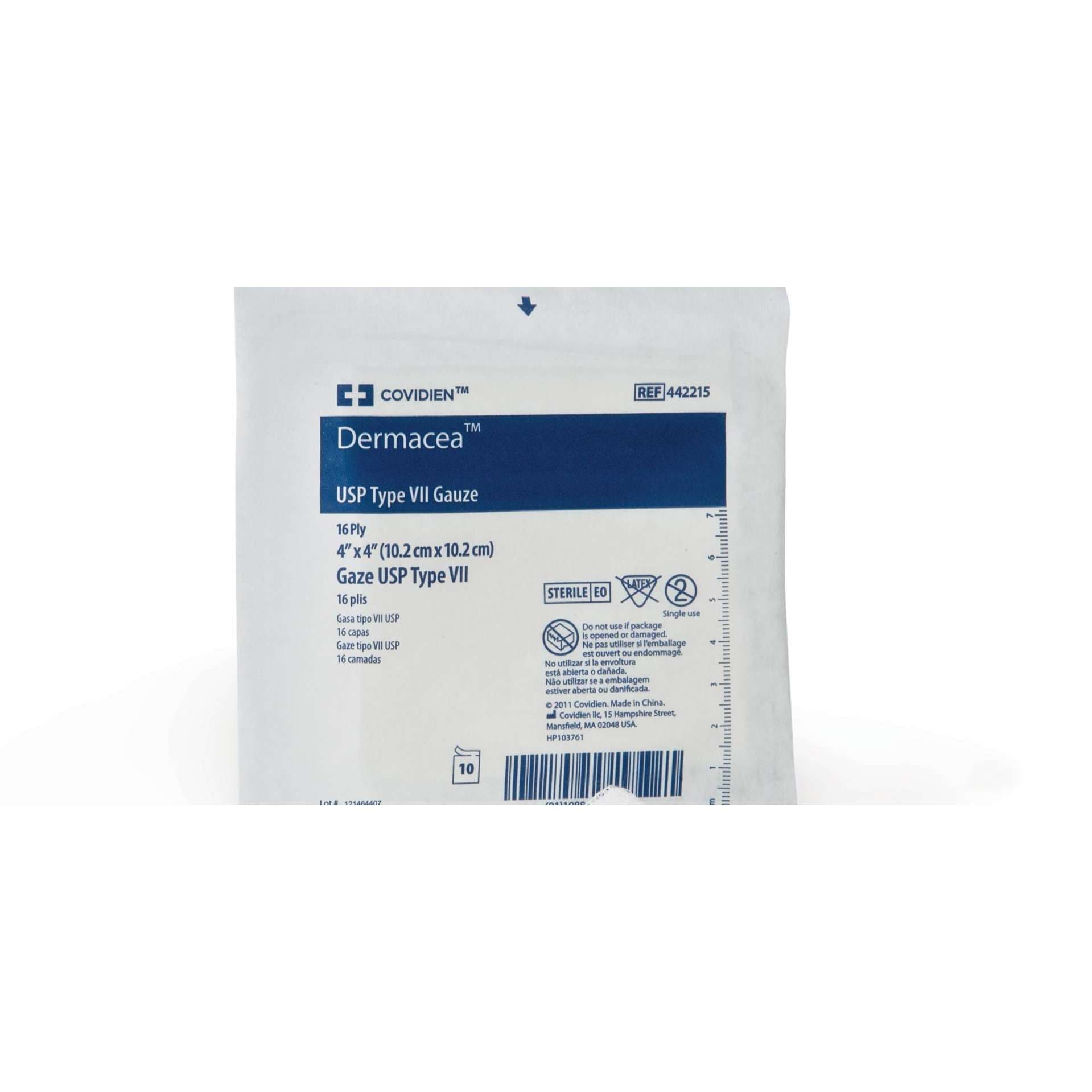 Dermacea 16-Ply USP Type VII Gauze Sponges with Soft Pouch, Sterile, 4 x 4 Inch - Package of 10 - Image 1
