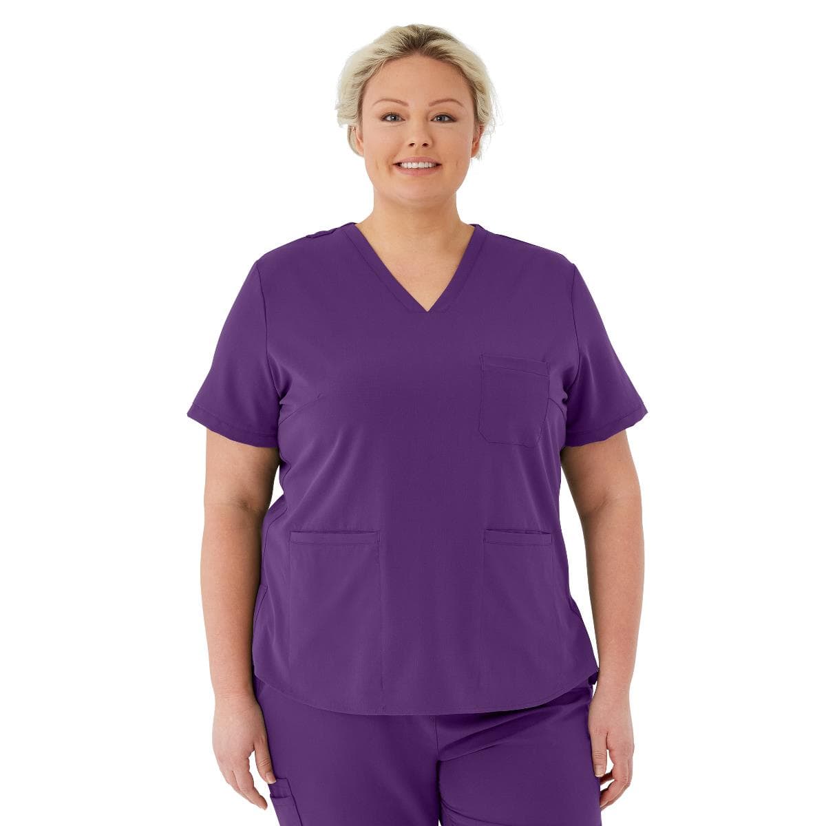 Medline Lexington AVE Women's V-Neck Scrub Tops with 3 Pockets, Regal Purple, 3XLarge - Image 1