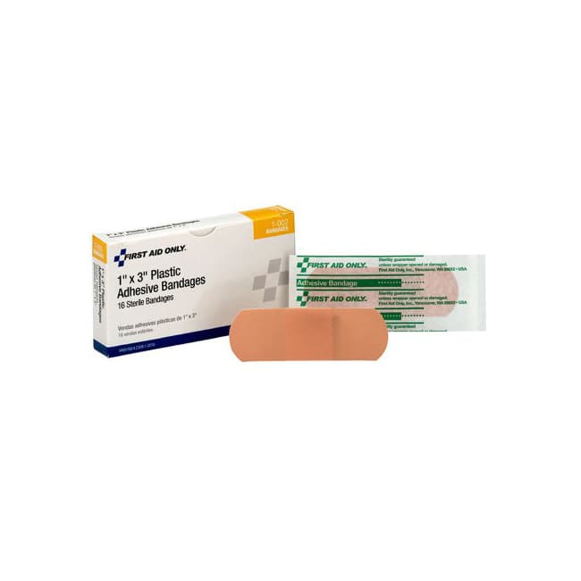 First Aid Only Adhesive Strip Tan Rectangle Sterile, 1 x 3 Inch - Box of 16 - Image 1