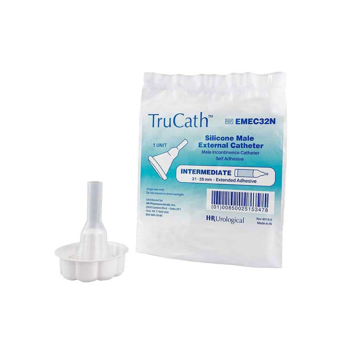 TruCath Male External Catheter, Standard Adhesive, 100% silicone, Extra Large, 41mm - Box of 100 - Image 1