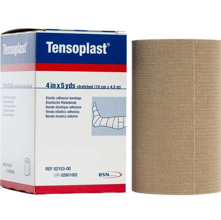 Tensoplast Elastic Adhesive Bandage, 4 Inch X 5 Yard, No Closure, Tan - Image 1
