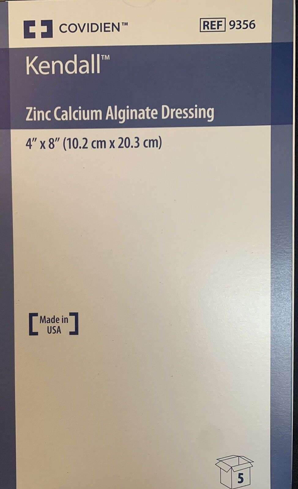 Kendall Zinc Calcium Alginate Dressing, 4 x 8 Inch - Each - Image 1