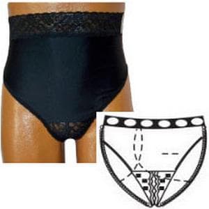 Options Ladies Backless Brief with Split-Lace Crotch and Built-in Barrier Support, Black - Image 2