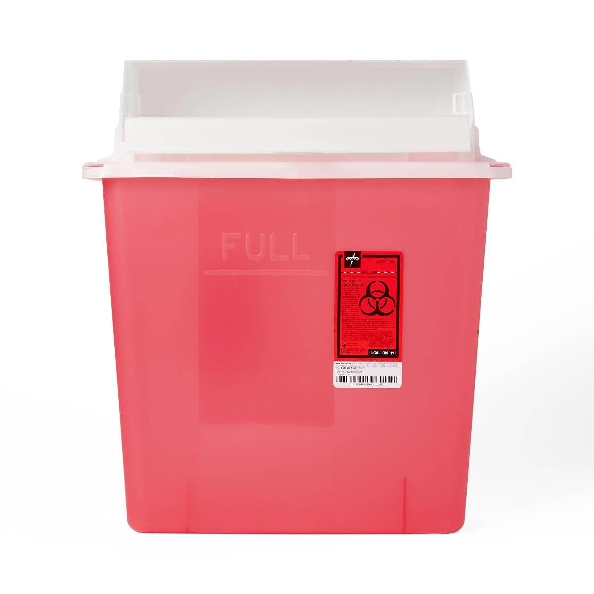 Medline Patient Room Sharps Container, Translucent Red, 3 gal. - Case of 12 - Image 1