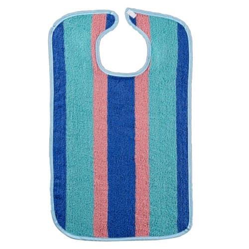 Salk Adult Heavyweight Bib with Velcro Closure and Colored Binding, Multi-Striped - Image 1