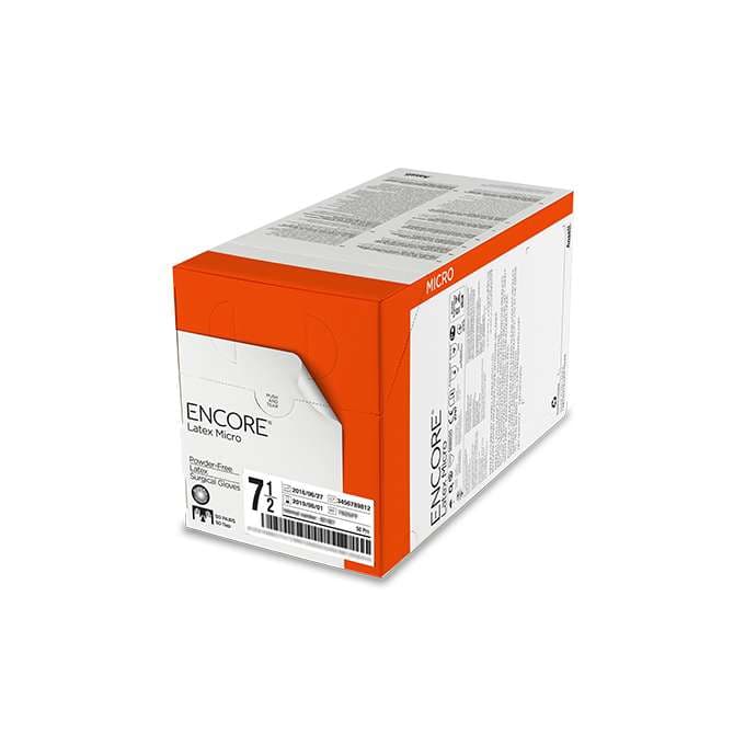 Ansell Encore Perry Style Surgical Gloves, Powder-Free, Latex, Beaded, Size 6.5 - Case of 400 - Image 1