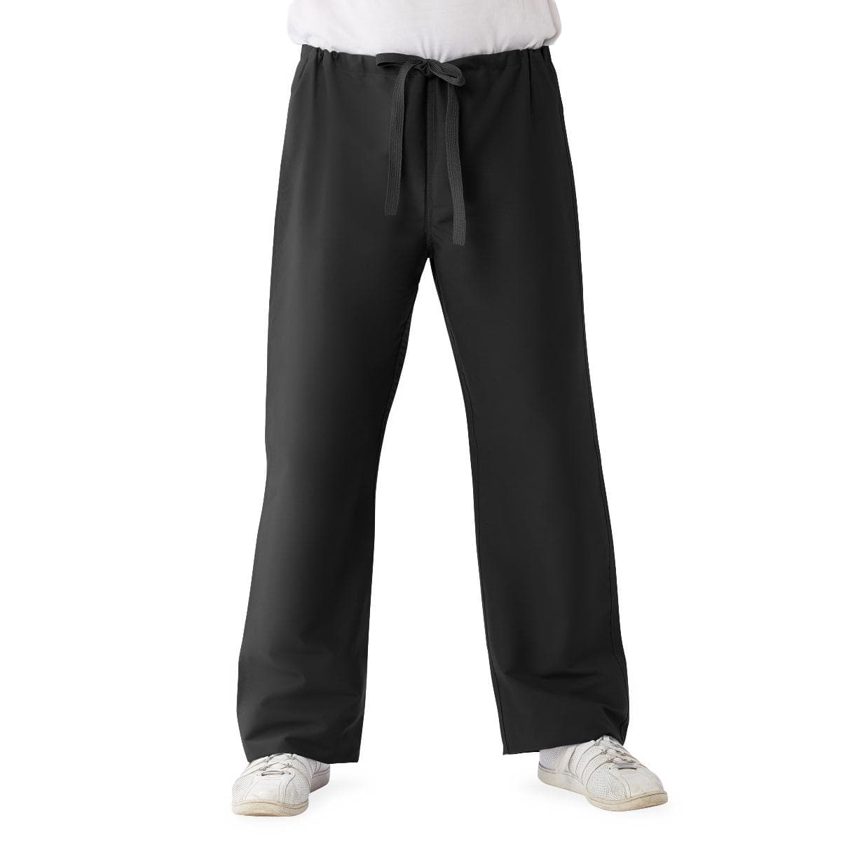 Medline Comfortease Unisex Reversible Drawstring Scrub Pants, Black, Medium - Image 1