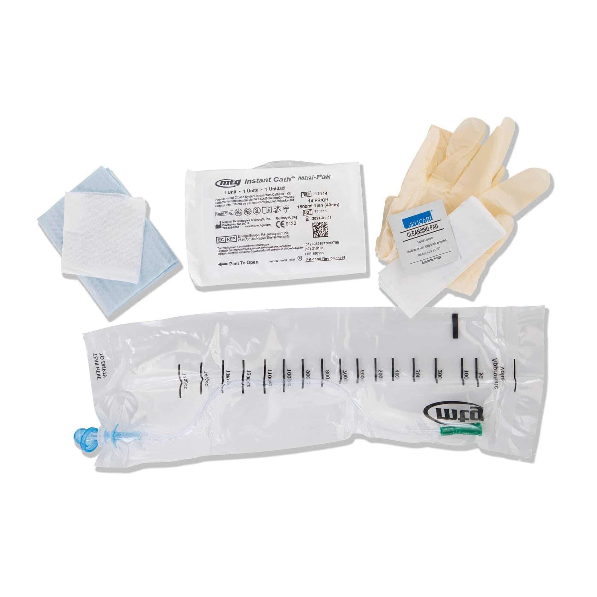 Instant Cath Mini-pak Closed System Intermittent Catheter Kit, 14 Fr, 16" - Box of 100 - Image 1