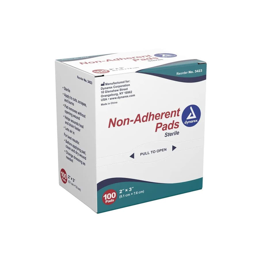 Dynarex Non-Adherent Pad, 2 x 3 Inch - Box of 100 - Image 1