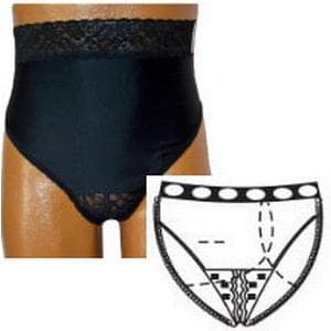 Options Ladies Backless Brief with Split-Lace Crotch and Built-in Barrier Support, Black - Image 3