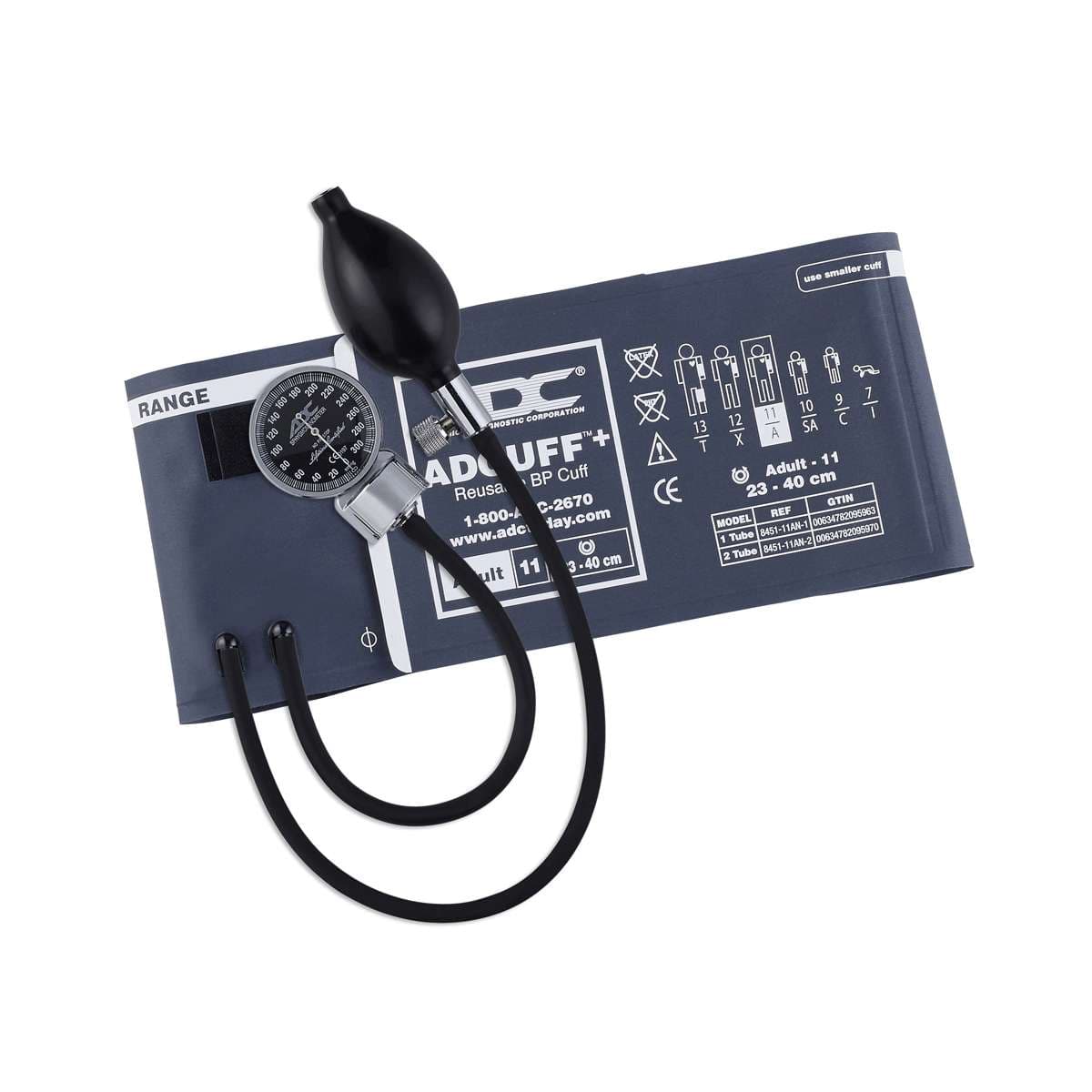 ADC Diagnostix Pocket Aneroid Sphyg with Adcuff+, Adult, Navy - Image 1