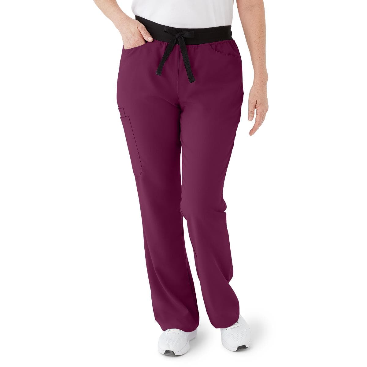 Medline Coastal AVE Women's Boot-Cut Petite Scrub Pant, Wine, Extra Large - Image 1