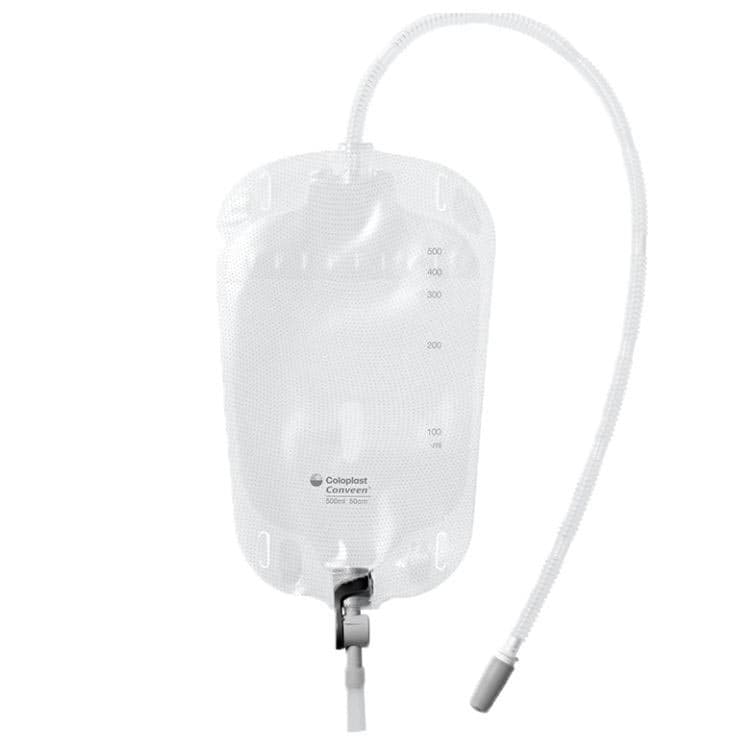 Conveen Security+ Urinary Leg Bag with lever tap outlet, Sterile, 500 ml, 20" - Box of 10 - Image 1